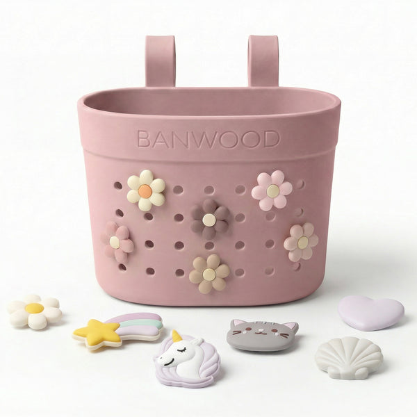 Banwood ECO Pin & Ride Scooter/Bike Basket (Dusty Rose)