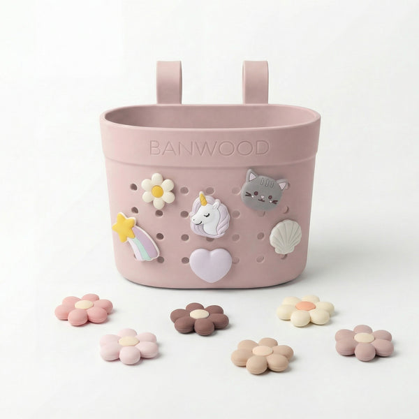 Banwood ECO Pin & Ride Scooter/Bike Basket (Faded Pink)