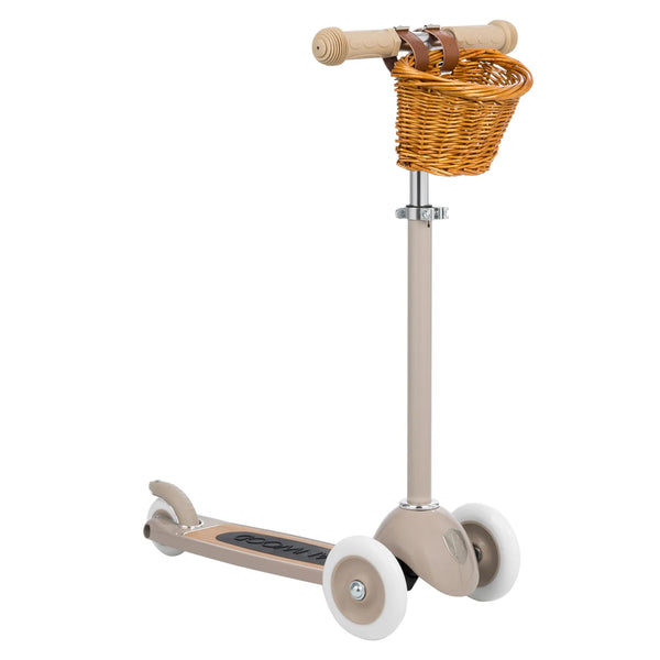 Banwood Kids 3 Wheel Scooter with Basket (Beige)
