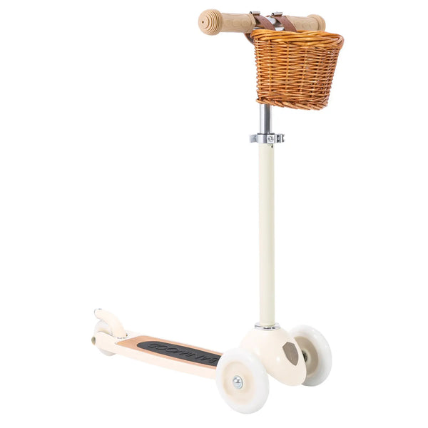Banwood Kids 3 Wheel Scooter with Basket (Cream)