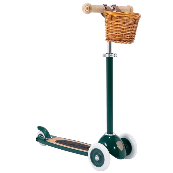 Banwood Kids Scooter with Basket (Dark Green)