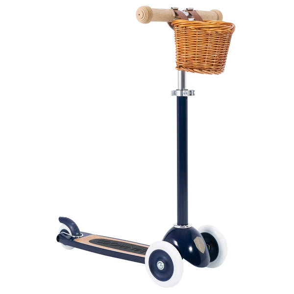 Banwood Kids 3 Wheel Scooter with Basket (Navy)