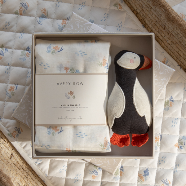 Swaddle & Cuddle Puffin New Baby Gift Set (Coastline)