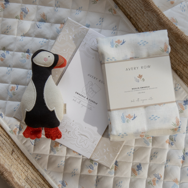 Swaddle & Cuddle Puffin New Baby Gift Set (Coastline)