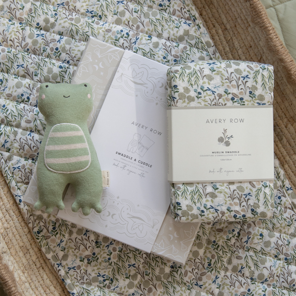 Swaddle & Cuddle Frog New Baby Gift Set (Riverbank)