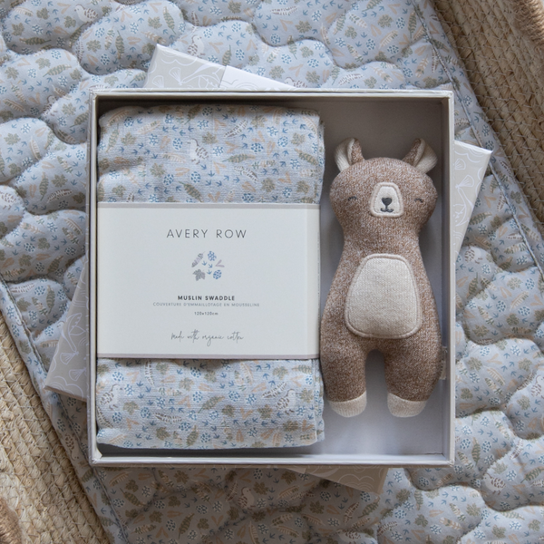 Swaddle & Cuddle Bear New Baby Gift Set (Nature Trail)