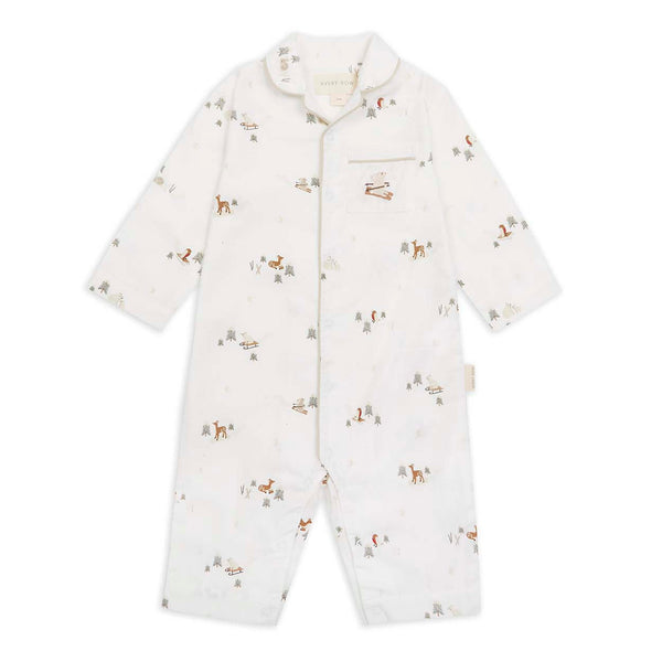 Baby Ski Scene Organic Cotton Flannel Sleepsuit