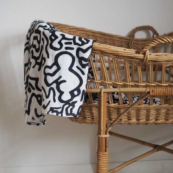 Etta Loves x Keith Haring XL Sensory Baby Muslin (Black & White)