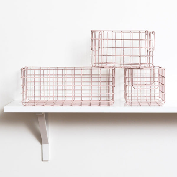 Coated Steel Wire Storage Baskets (Blush)