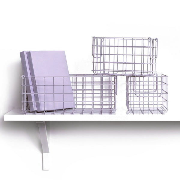 Coated Steel Wire Storage Baskets (Lilac)
