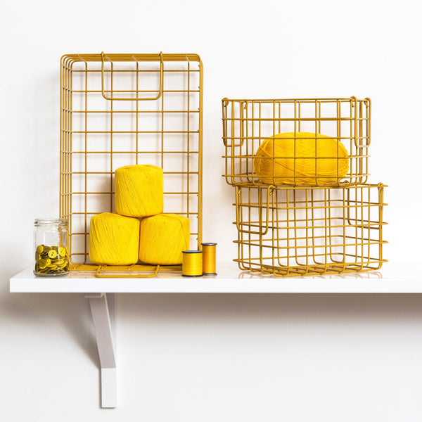 Coated Steel Wire Storage Baskets (Mustard)