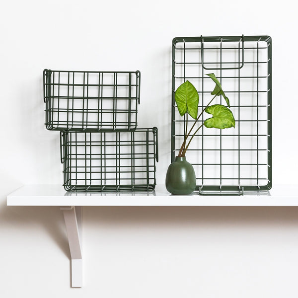 Coated Steel Wire Storage Baskets (Olive)