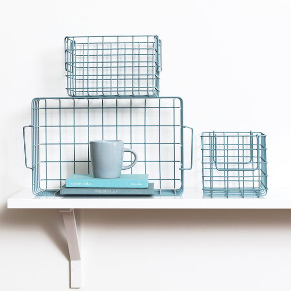 Coated Steel Wire Storage Baskets (Ocean)