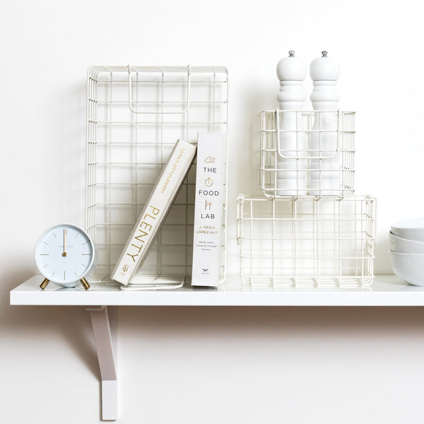 Coated Steel Wire Storage Baskets (Chalk)