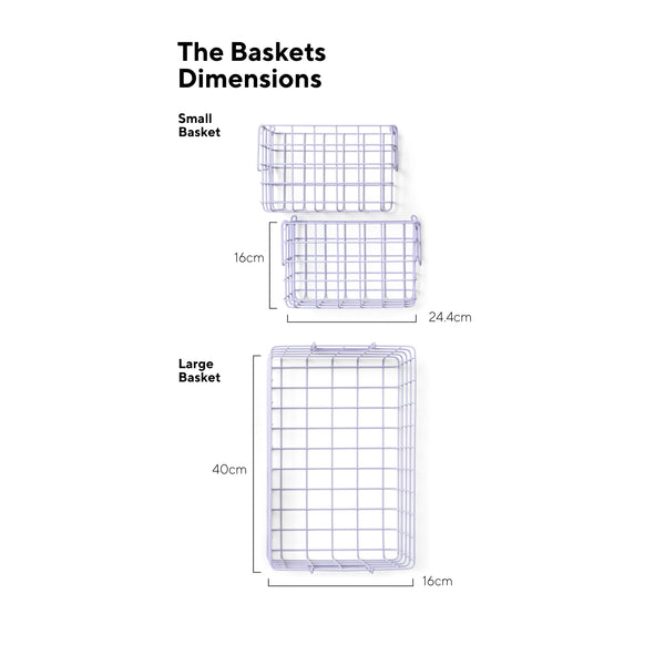 Coated Steel Wire Storage Baskets (Chalk)