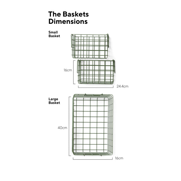 Coated Steel Wire Storage Baskets (Olive)