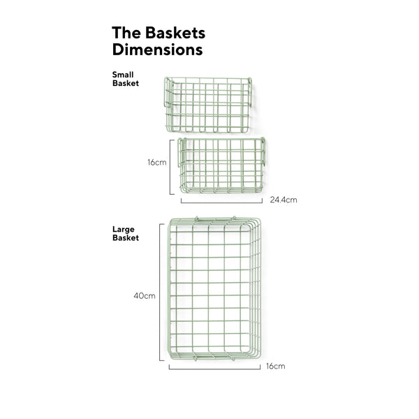 Coated Steel Wire Storage Baskets (Sage)