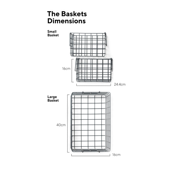Coated Steel Wire Storage Baskets (Slate)