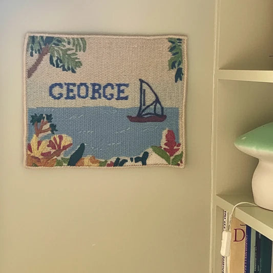 The Bay Hand Embroidered Personalised Wall Art
