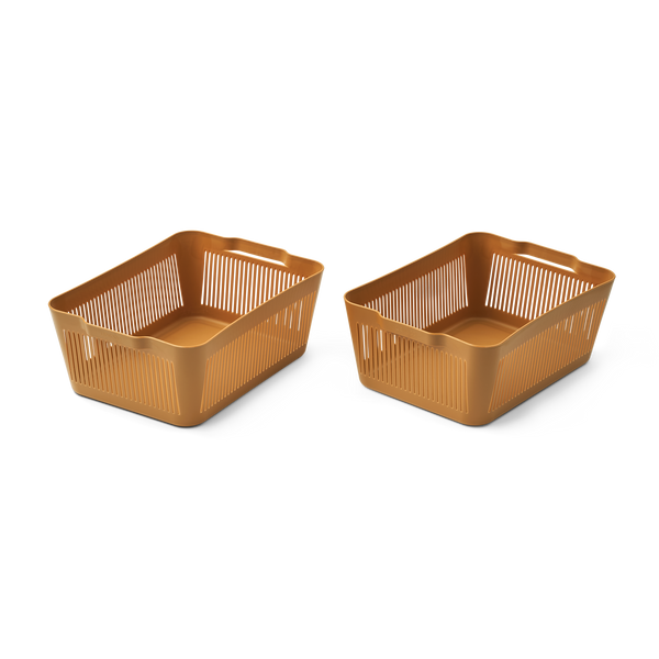Makeeva Large Storage Basket Pack of 2 (Golden Caramel)