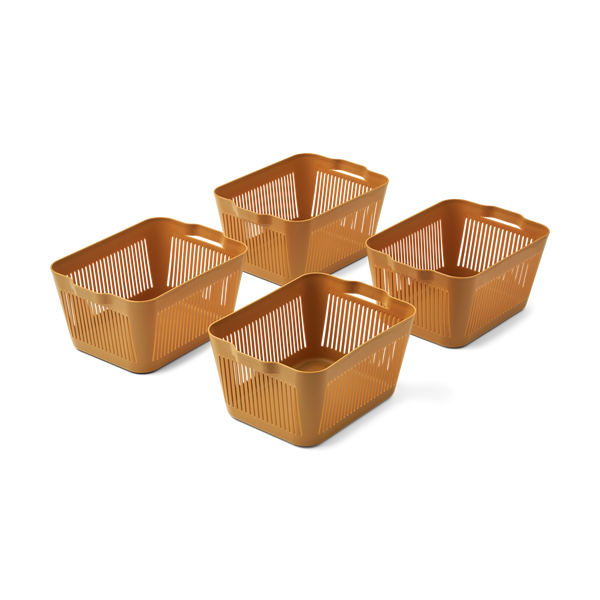 Makeeva Small Storage Basket Pack of 4 (Golden Caramel)