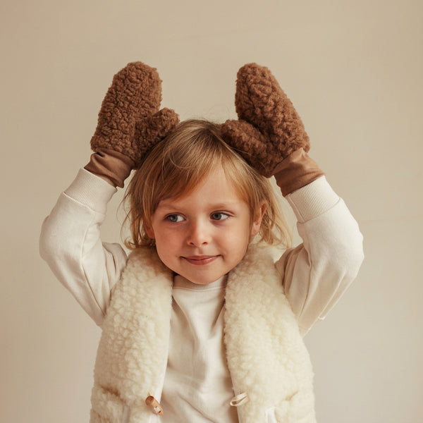 Bini Merino Wool Baby Mittens on a String (Bruno)