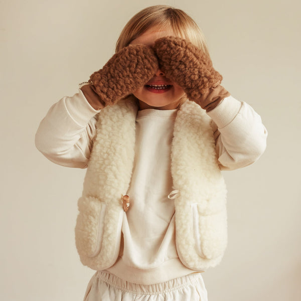 Bini Merino Wool Baby Mittens on a String (Bruno)