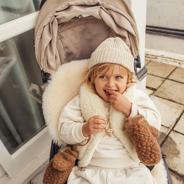 Bini Merino Wool Baby Mittens on a String (Bruno)