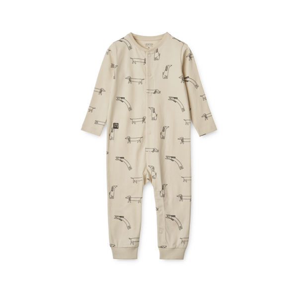Birk Doodle Dog Print Baby Jumpsuit Pyjamas (Sandy)