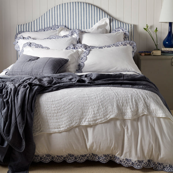Blue Elsie Cotton Linen Duvet Cover