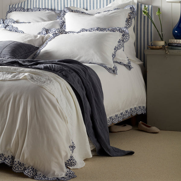 Blue Elsie Cotton Linen Duvet Cover