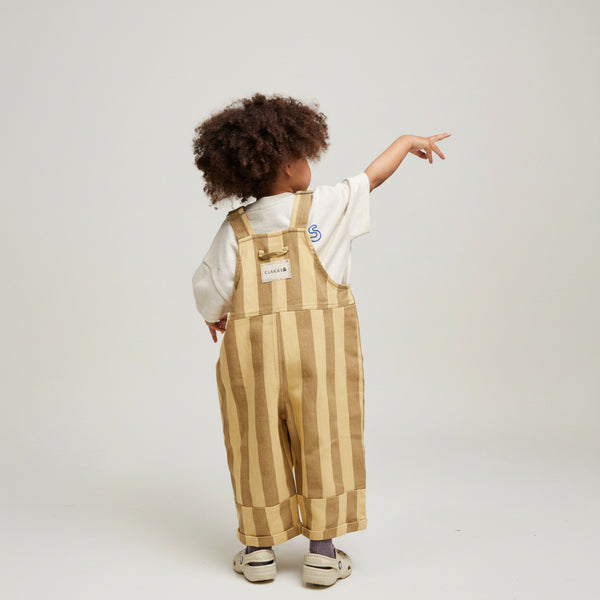 Blythe Banoffee Stripe Cotton Dungarees