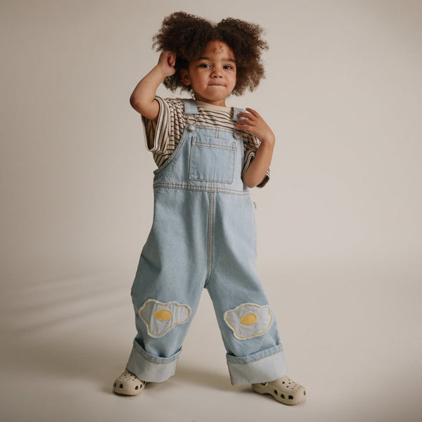 Blythe Egg Patch Denim Cotton Dungarees