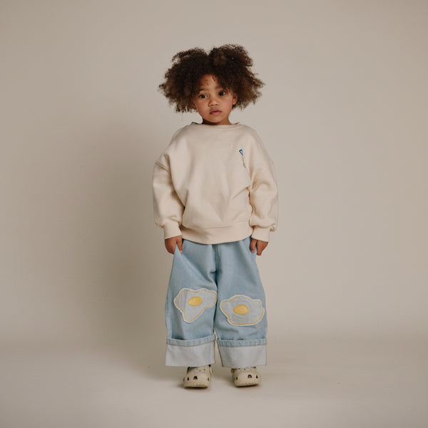 Blythe Egg Patch Denim Cotton Dungarees