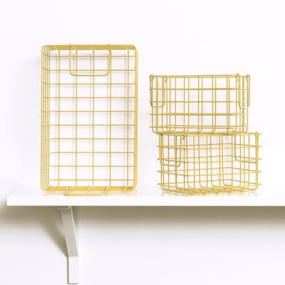 Coated Steel Wire Storage Baskets (Butter)