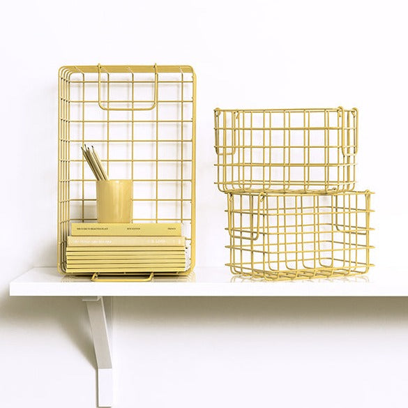 Coated Steel Wire Storage Baskets (Butter)