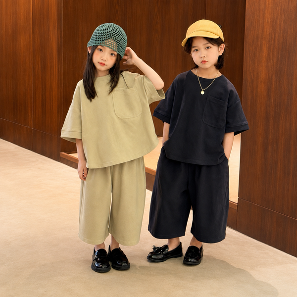 Oversized Tee and Cropped Trouser Set (Olive)