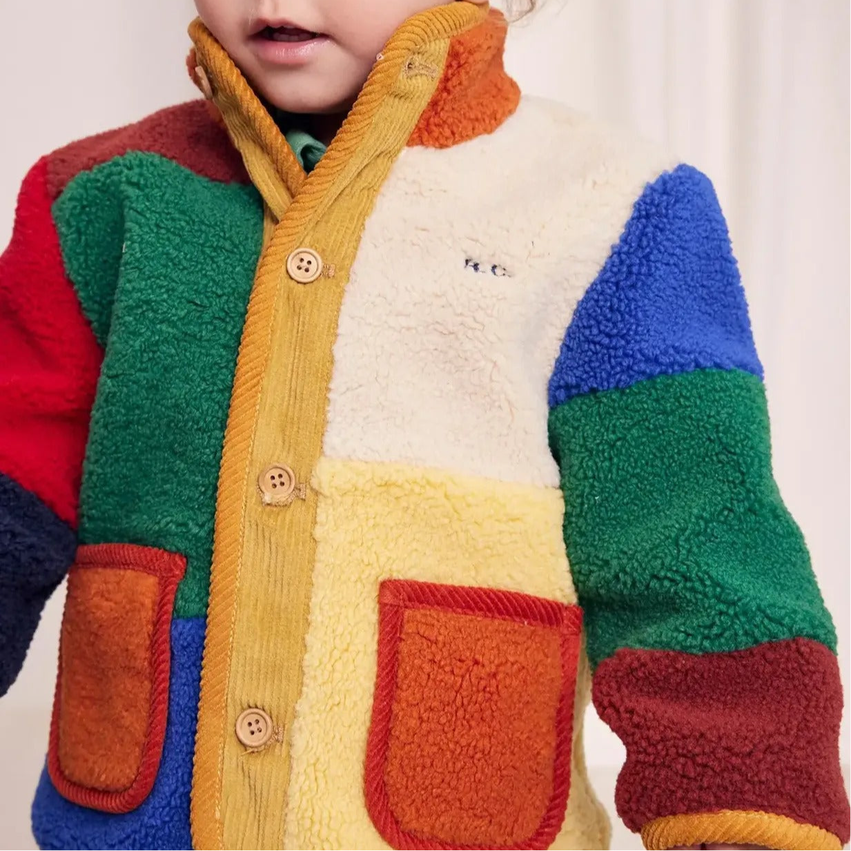 Colour Block Sheepskin Baby Jacket - Bobo Choses