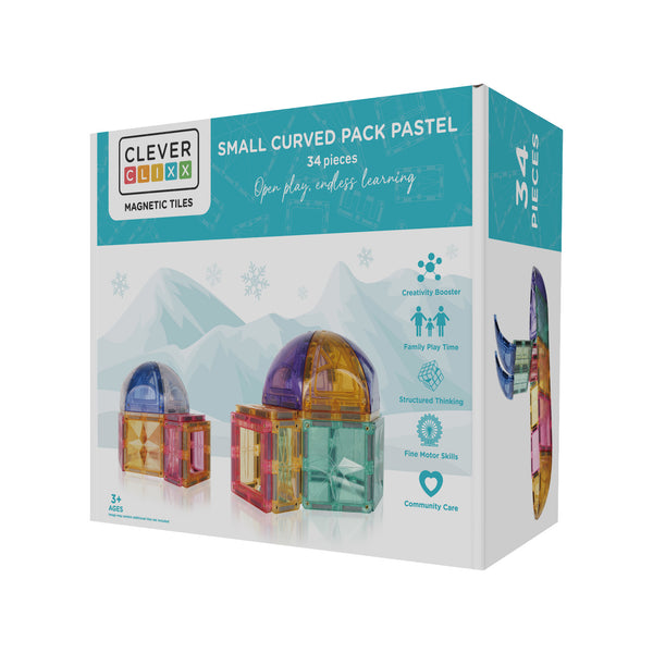 Small Curved Pack Pastel Magnetic Tiles 34 Pieces