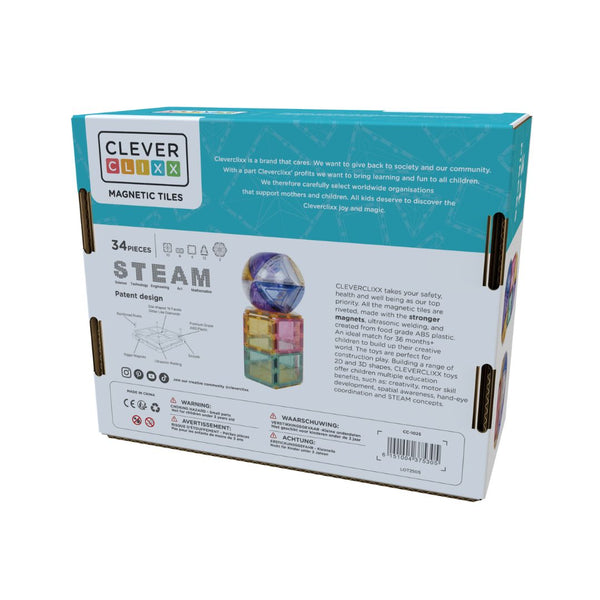 Small Curved Pack Pastel Magnetic Tiles 34 Pieces