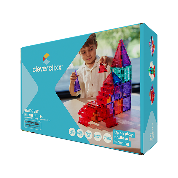 Stair Set Intense Magnetic Building Tiles 34 Pieces