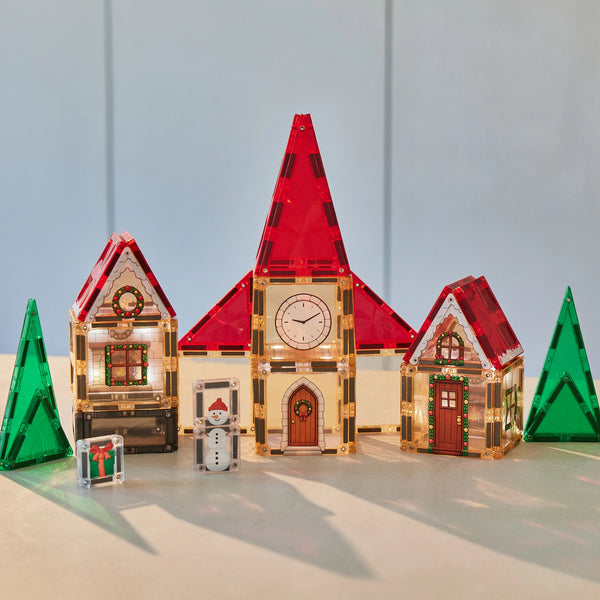 Light Up Christmas Village Magnetic Building Tiles Advent Calendar 46 Pieces