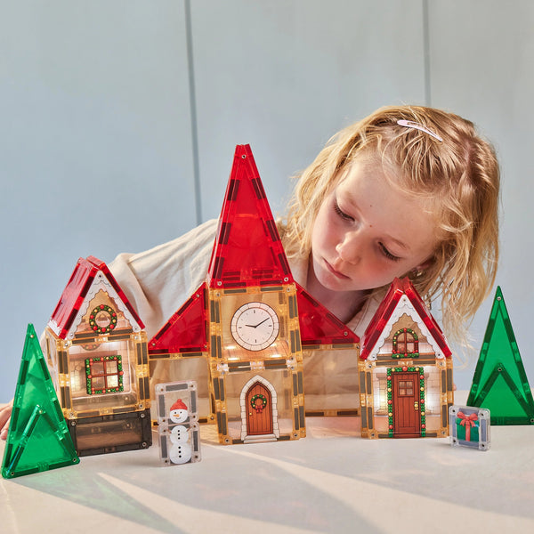 Light Up Christmas Village Magnetic Building Tiles Advent Calendar 46 Pieces