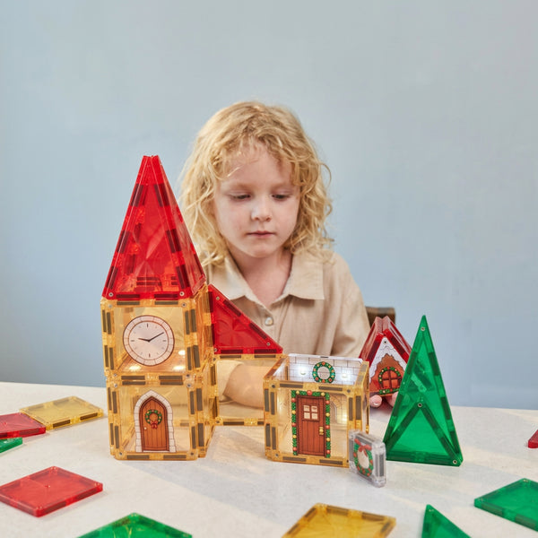 Light Up Christmas Village Magnetic Building Tiles Advent Calendar 46 Pieces