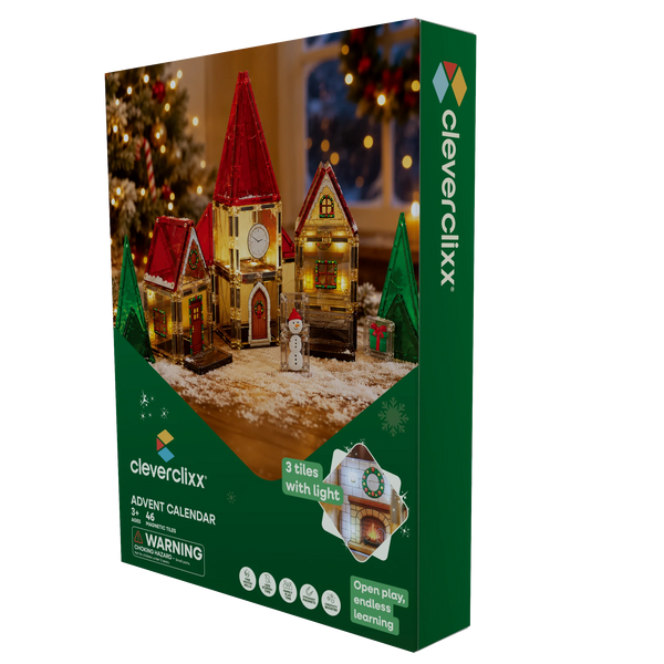 Light Up Christmas Village Magnetic Building Tiles Advent Calendar 46 Pieces