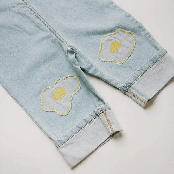 Blythe Egg Patch Denim Cotton Dungarees
