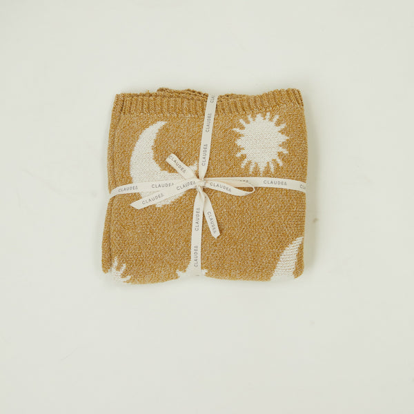 Cozmo Moon + Star Golden Organic Knit Blanket