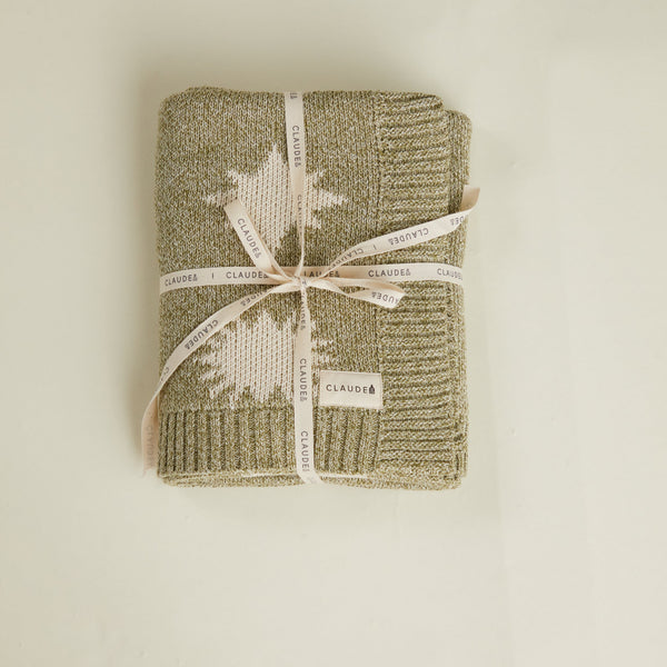 Cozmo Moon + Star Matcha Organic Knit Blanket