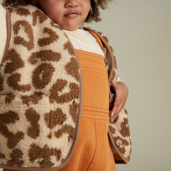 Alma Borg Leopard Print Teddy Gilet