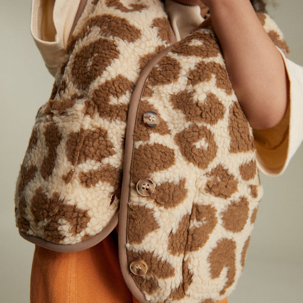 Alma Borg Leopard Print Teddy Gilet